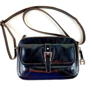 Etienne Aigner vintage leather crossbody handbag, dark brown